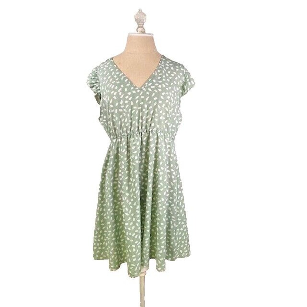 Shein Vacay Dalmatian Print Ruffle Trim Dress Size 12 Plus